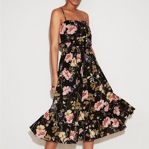 Express Floral Empire Waist Crinkle Midi Dress Sz XL